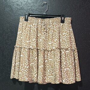 ALELLY Tan/white Polka Dot Mini Skirt Size XL